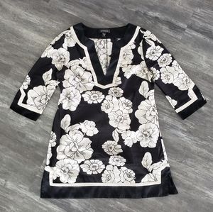 Black White Rose Detailed Bebe Kimono Mini